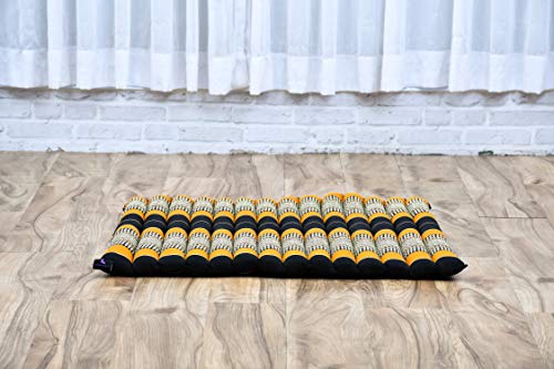 Leewadee Zabuton Seating Cushion – Square Floor Seat for Meditation Exercises, Light Yoga Mat Filled with Kapok - color: Sf03 - Black, Orange