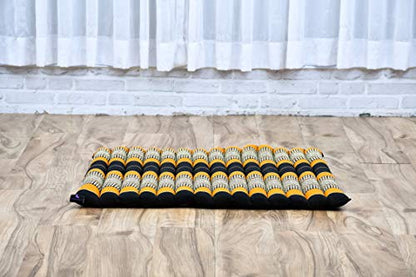 Leewadee Zabuton Seating Cushion – Square Floor Seat for Meditation Exercises, Light Yoga Mat Filled with Kapok - color: Sf03 - Black, Orange