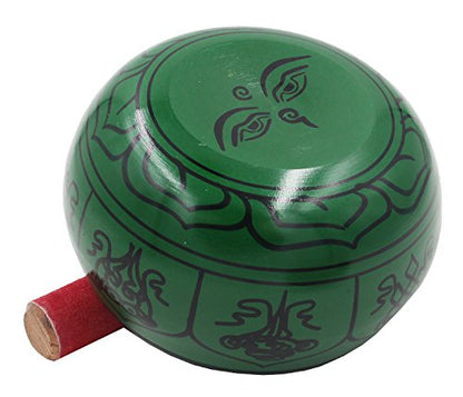 DharmaObjects Yoga Meditation 6 Inches 8 Lucky Symbols Singing Bowl/Cushion/Leather Mallet Gift Set (Green) - color: Green, size: 8 Lucky Symbol