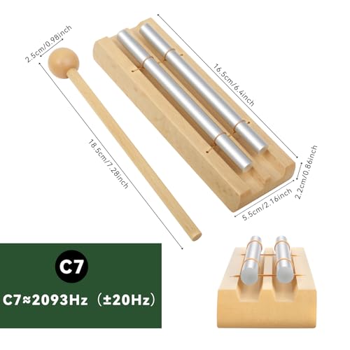 Eastrock Hand Chime Bell Meditation Wind Chimes & Classroom Chime for Mindfulness, Yoga, and Sound Healing Teacher Gifts for Women, Classroom Management Tool & Meditation Accessories（2 Tone） - size: 7.5 inch