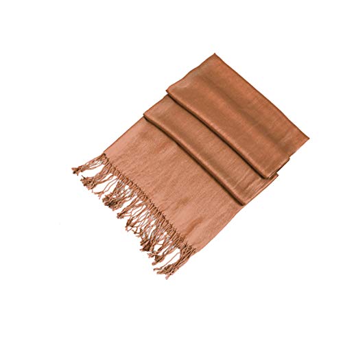 Sakkas Large Soft Silky Pashmina Shawl Wrap Scarf in Solid Colors - color: Chocolate
