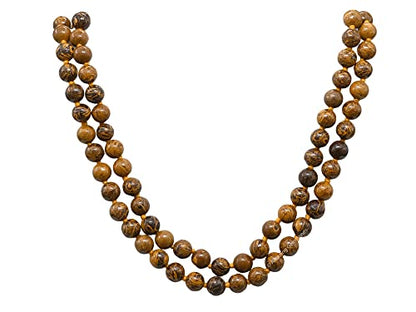 Amazing Gemstone Mariyam Jasper Mala Beads - 108 Prayer Beads for Meditation and Mindfulness Practice, Handcrafted Mala Beads with Natural Gemstones for Spiritual Healing and Relaxation (Knotted) - color: Mariyam Calligraphy Jasper, style: Knotted