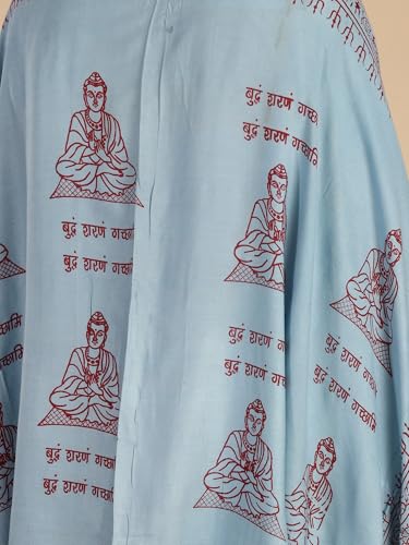 Exotic India Women's Prayer Polycotton Shawl of Gautam Buddha | Religious Buddha Print Soft Weave Stole, Chunni For Girl