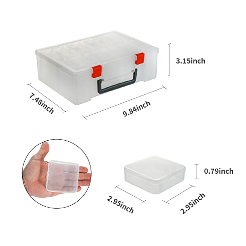 18 Pieces Small Plastic Craft 0rganizers and Storage, Transparent Box with Hinged Lid for Storage of Jewelry, Diamonds, DIY Art Craft Accessory