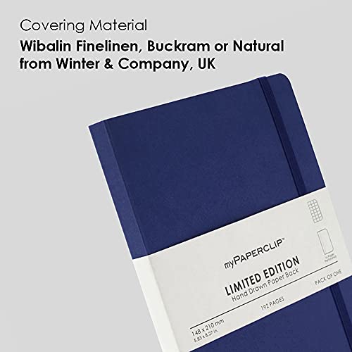 myPAPERCLIP Limited Edition A5 Checks/Square Grid Notebook | 192 Pages, 100 GSM, Soft Cover, A5 (5.83 × 8.27 in) | Flat Lay | Bookmark & Elastic Closure | Blueberry - color: Blue-Berry, style: Checks