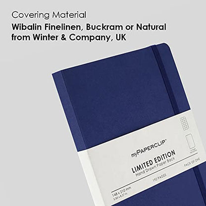 myPAPERCLIP Limited Edition A5 Checks/Square Grid Notebook | 192 Pages, 100 GSM, Soft Cover, A5 (5.83 × 8.27 in) | Flat Lay | Bookmark & Elastic Closure | Blueberry - color: Blue-Berry, style: Checks