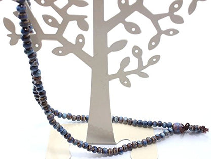 Mala Beads Porcelain Bracelet Prayer Three-Row Elastic Bracelet (Blue)