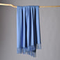 CUDDLE DREAMS Premium Cashmere Throw Blanket with Fringe, Luxuriously Soft (Porcelain Blue) - color: Porcelain Blue