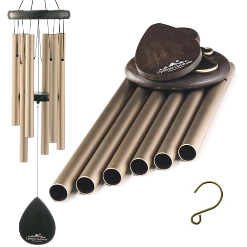 Gold Wind Chimes for Outside Deep Tone, 28 Inch Havasu Hand Tuned E Major Wind Chime, Adjustable Clapper, Aluminum Beech Wood Garden Patio Porch Decor, Memorial Housewarming Gift - size: 28"