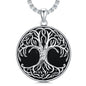 Tree of Life Necklace 925 Sterling Silver Round Tree of Life Pendant Jewelry for Men Women, w/Stainless Steel Chain 22''+2'' - style: A06-Obsidian