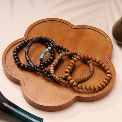MILAKOO Mens Beaded Bracelets Tribal Wooden Elastic Adjustable Prayer Beads Wrap Cuff for Women - color: Q: 5pcs