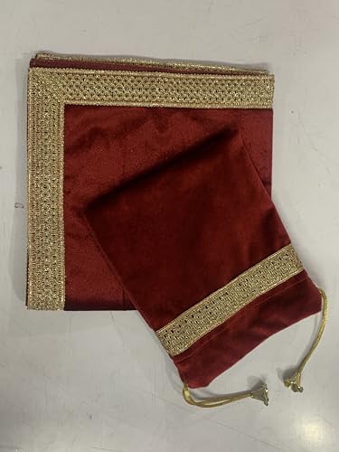 SMMS Spiritual Velvet Table Cloth Altar Tarot Spread (Maroon, Small- 46cm*46cm/ 18inch*18inch) - color: Maroon, size: Small- 46cm*46cm/ 18inch*18inch