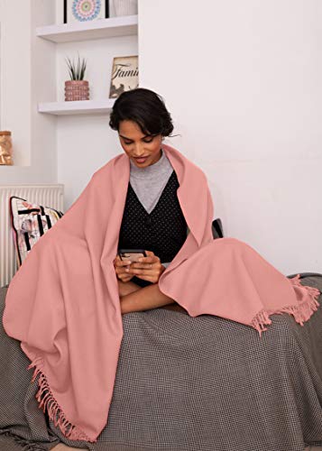 likemary Pashmina Shawls and Wraps - Large Merino Wool Blanket Scarf for Women - Handmade Travel, Meditation & Festival Wrap - color: Dusty Pink 40" X 80"