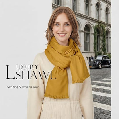 Shawl Wraps for Women Pashmina Shawls and Wraps for Evening Dresses Large Soft Scarf Winter Scarf Wedding Shawl… - color: Yellow