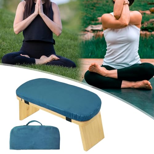 Meditation Bench, Bench for Home, Stable, Stool, Bamboo, Stable for Kneeling Or Sitting, Meditation Stool, Knee Stool, Blue
