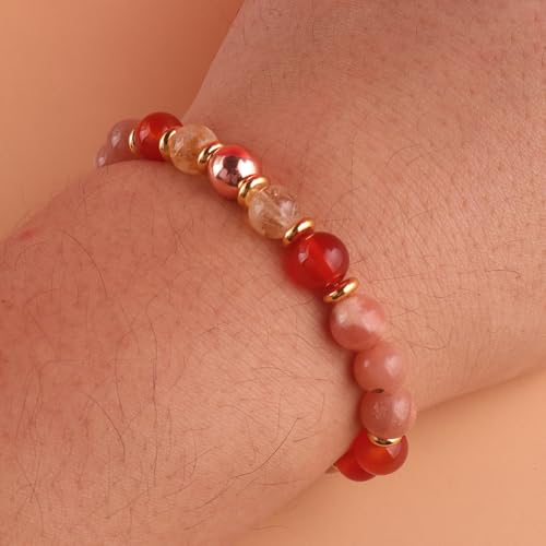 KSQS Healing Stone Bead Bracelet for Women, Natural Gemstones Balance Protection Bracelet, Spiritual Crystal Beads Bracelet Anxiety Relief with Meaning Card - style: Charisma