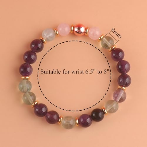 KSQS Healing Stone Bead Bracelet for Women, Natural Gemstones Balance Protection Bracelet, Spiritual Crystal Beads Bracelet Anxiety Relief with Meaning Card - style: Calm