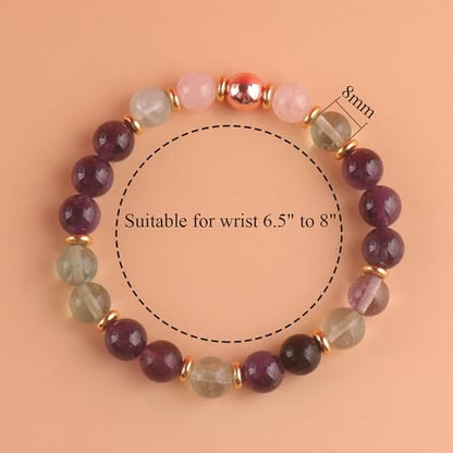 KSQS Healing Stone Bead Bracelet for Women, Natural Gemstones Balance Protection Bracelet, Spiritual Crystal Beads Bracelet Anxiety Relief with Meaning Card - style: Calm