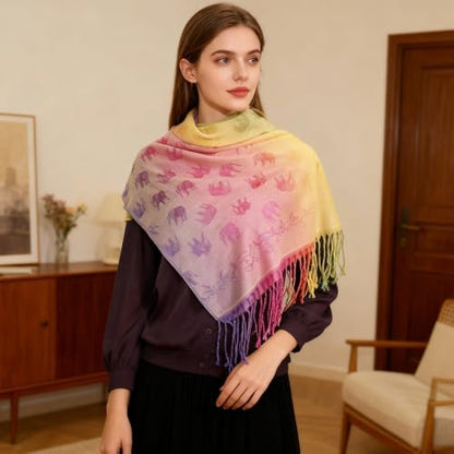 Rave Pashmina Scarf, Fashion Colorful Shawls and Wraps Soft Festival Scarves - color: E-camel (Horse Pattern)