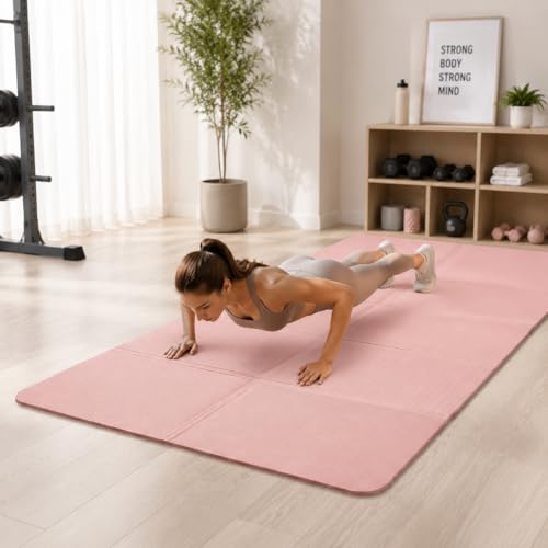 TPE Yoga Mat with Hanging Holes, Wall Mount Workout Mat, Shock Absorbent Fitness Pad for Home Gym, Pilates & Meditation - color: pink foldable