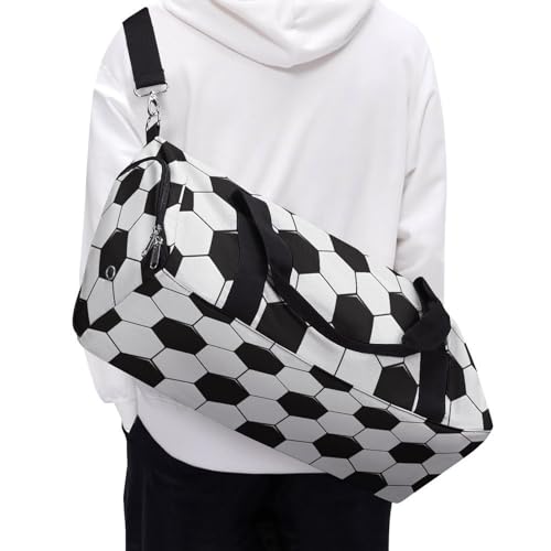 Soccer Ball White And Black Large Capacity Portable Fitness Bag, Easy to Carry - color: Soccer Ball White and Black