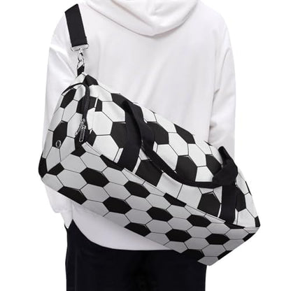 Soccer Ball White And Black Large Capacity Portable Fitness Bag, Easy to Carry - color: Soccer Ball White and Black