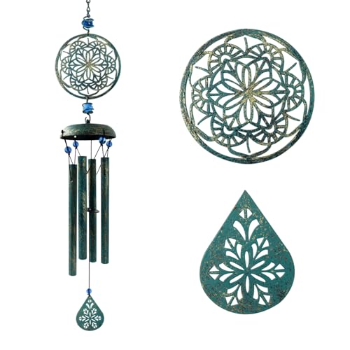 Wind Chimes for Outside Zen Atmosphere Wind Chime Windchime Outdoors for Outdoor Garden Patio Decor with Mandala Design Windchime Gifts for Mother Grandma Sisters(6 Petal)