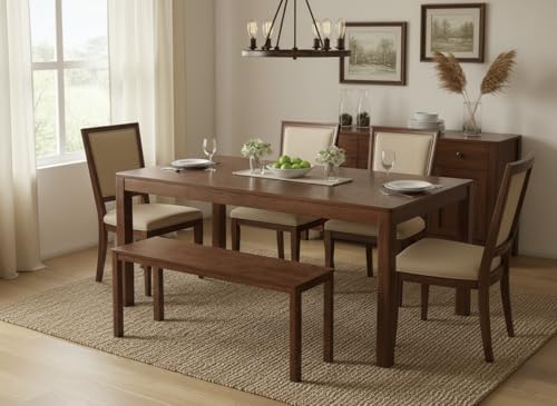 100% Solid Oak Wood Dining Bench, 39.6'' Entryway Bench Extra Chair Seat Long Ottoman with Squre End & Round Corner for Kitchen Living Room Bedroom, Walnut - size: 39.6inch-Walnut-Square End & Round Corner