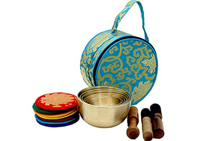 KHUSI,Tibetan Singing Bowl Set -Seven Chakra Healing Design Meditation Sound Bowl - Ideal for Meditation, Yoga, Mindfulness Healing Usage - Set of 7