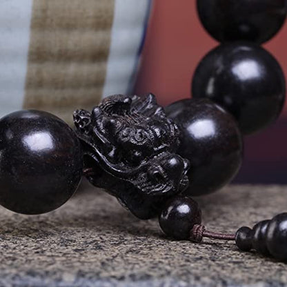 Zen Dear Unisex Natural Ebony Wood Buddhist Prayer Bead Necklace Bracelet Tibetan Prayer Mala Beaded Black - style: 20mm 12beads Long's Head