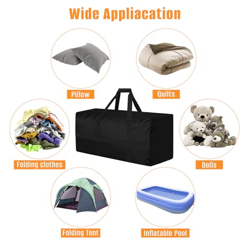 LYHNMW Outdoor Cushion Storage Bag, 600D Oxford Fabric Waterproof Extra Large Patio Furniture Bag, Cushion Organizer Bag with Zipper & Padded Handle(59"L x 20"W x 28"H)