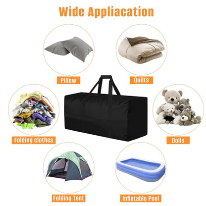 LYHNMW Outdoor Cushion Storage Bag, 600D Oxford Fabric Waterproof Extra Large Patio Furniture Bag, Cushion Organizer Bag with Zipper & Padded Handle(59"L x 20"W x 28"H)