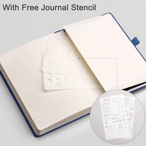 EMSHOI Dotted Journal Notebook, 256 Pages, 120 GSM Thick Paper, A5 Small 5.75"x8.38", PU Leather Hardcover, 5mm Dot Grid Notebook for Journaling, Planning, Drawing, Writing, Blue - color: Blue, size: A5-Dotted