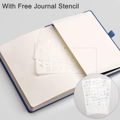 EMSHOI Dotted Journal Notebook, 256 Pages, 120 GSM Thick Paper, A5 Small 5.75"x8.38", PU Leather Hardcover, 5mm Dot Grid Notebook for Journaling, Planning, Drawing, Writing, Blue - color: Blue, size: A5-Dotted