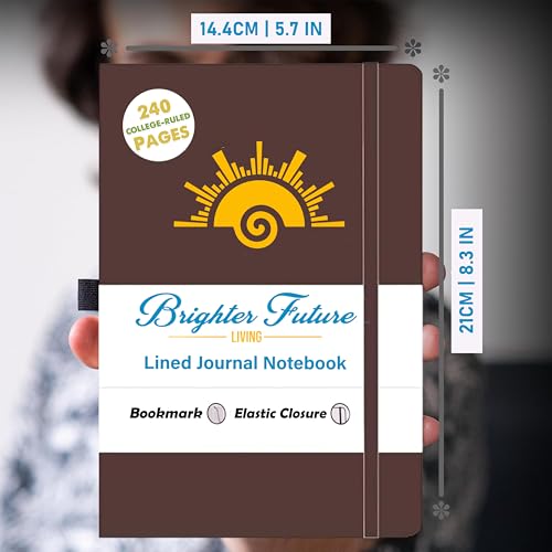 Lined Journal Notebook - A5 Hardcover Faux Leather Journals | - Journaling Notebook for Women Men | 240 Pages Ruled Notebooks Writing Travel Business Work Journal | Great Gift for Graduates and Teachers (Brown)