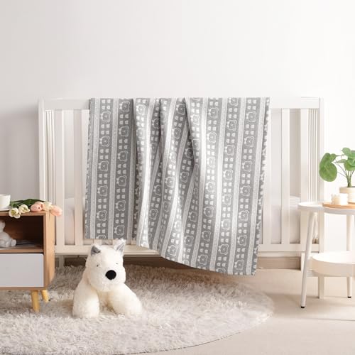 NTBAY 3 Layer Oversized Muslin Cotton Toddler Blanket, Jacquard Reversible Nursery Bed Blanket, Super Soft and Thermal for All Seasons, Baby Gift, 45"x60", Dark Grey Bear - color: Dark Grey Bear, size: 45x60 Inch (Pack of 1)