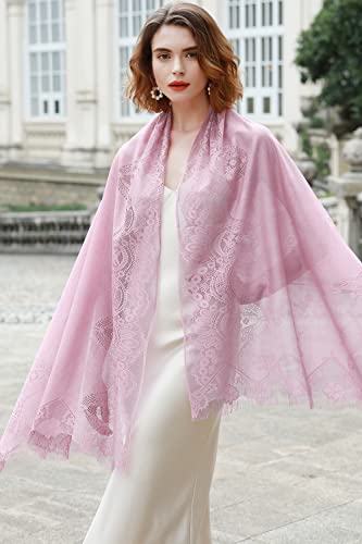 RIIQIICHY Shawls and Wraps for Evening Dresses Scarfs for Women Pashmina Wedding Formal Shawl - color: Pink-3