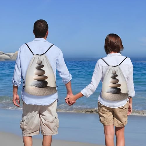 Meditation Stone Drawstring Backpack, Lightweight And Suitable For Fitness, Sports,With Shoulder Straps - size: Medium