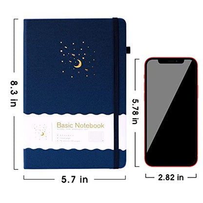 CAGIE Lined Journal Notebook for Work, Hardcover Notebook Journal with Pen Loop, A5 Notebook Journal Cover, Medium 5.7" x 8.3", (Blue Ruled), Gifts - color: 01 Dark Blue