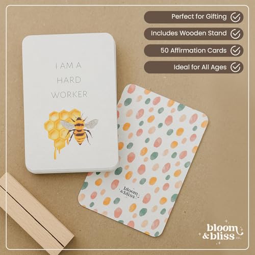 Positive Affirmation Cards for Kids and Grandkids - 50 Inspirational Cards with Display Stand - Daily Affirmations for Kindness, Mindfulness and Motivational - Oracle Cards