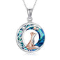 Sterling Silver Cute Animal Pendant Necklace Fox/Snake/Unicorn/Owl on Moon/Rabbit/Horse Necklace Jewelry for Women Mom Sister - style: Fox Blue Crystal