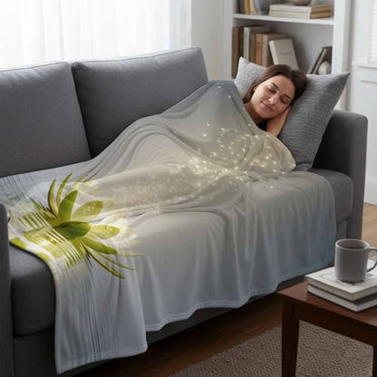 Zen Meditation Lotus Floral Blanket Soft Cozy Warm Throw Blanket for Couch, Plush Fuzzy Flannel Fleece Blankets for Sofa, Green Floral Modern Art Bed Blankets Lightweight Gifts for Women, 40"x60" - size: 40x60 Inch