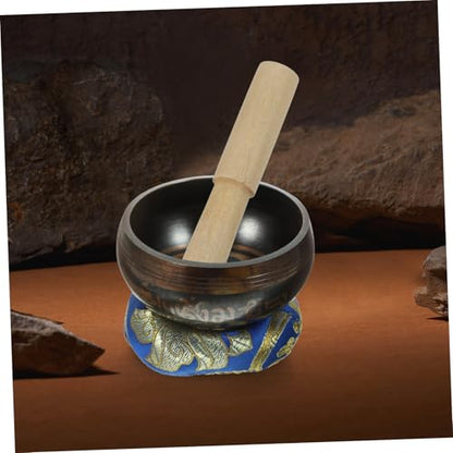 Unomor Handcrafted Tibetan Singing Bowl with Wood Rod and Cushion for Yoga Meditation Stress Relief Mindfulness Chakra Healing Relaxation and Home Decor