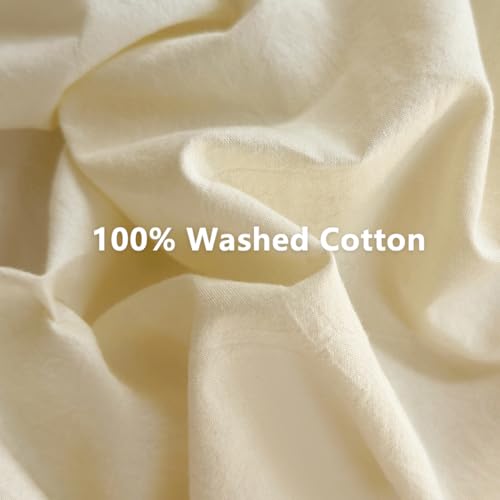 100% Washed Cotton Weighted Blanket Cover, Linen Feel Duvet Cover for Weighted Blanket 80"x87", Plain Simple Cotton Heavy Blanket Duvet Cover (Cream White, 80"x87") - color: Cream White (No Blanket), size: 80"x87"