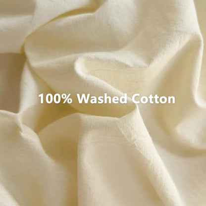 100% Washed Cotton Weighted Blanket Cover, Linen Feel Duvet Cover for Weighted Blanket 80"x87", Plain Simple Cotton Heavy Blanket Duvet Cover (Cream White, 80"x87") - color: Cream White (No Blanket), size: 80"x87"