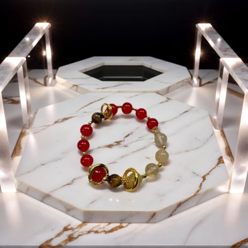 Rose Quartz Bracelet, 8mm Natural Gemstone Love Stone Jewelry Anxiety Relief & Meditation Support Heart Chakra Balance Valentine’s Mother’s Day Gift for Her - color: Incantation scarlet