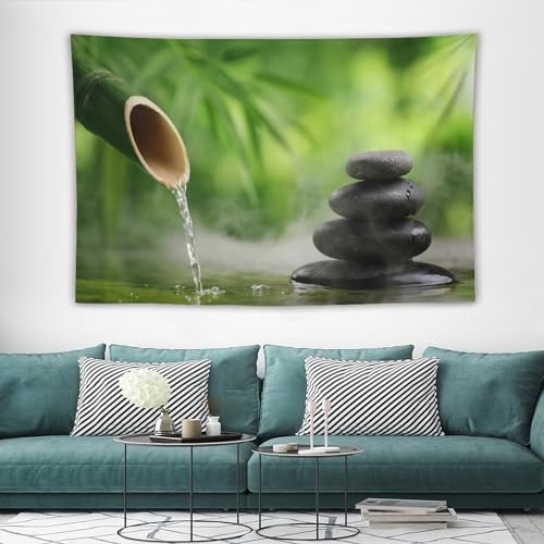 HZOHNAGO Zen Spa Tapestry Stone Bamboo Water Flow Pattern Printed Wall Tapestry Wall Hanging for Bedroom Living Room Dorm 60" W x 40" H - color: Zen Spa-1, size: 60"L x 40"W