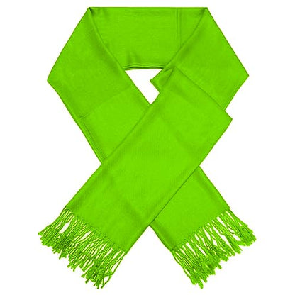 Glory Max Women Large Soft Silky Pashmina Shawl Wrap Scarf in Plain Solid Colors - color: Grass Green