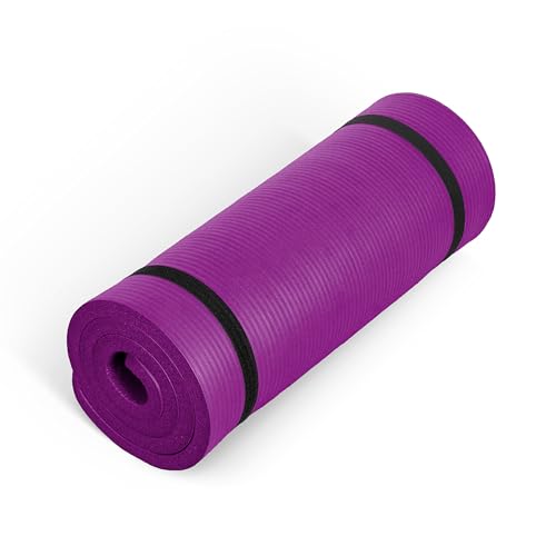 CAP Barbell 1-Inch High Density Exercise Yoga Mat with Strap | Multiple Colors - color: Wine