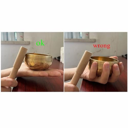Tibetan Handmade Brass Singing Bowl, Yoga Meditation Bowl for Sound Healing Stress Relief 1pc(12cm) - size: 12cm
